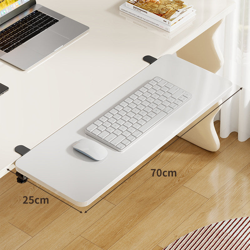 Plateforme coulissante sous bureau en bambou pour clavier et souris avec fixation par pince