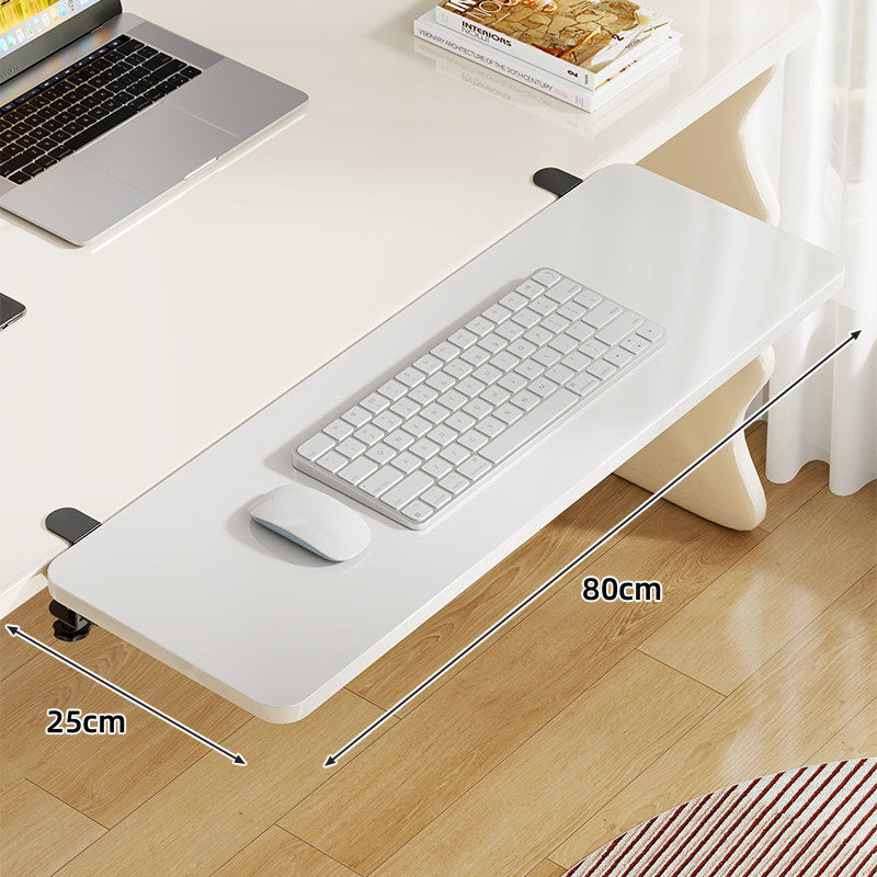 Plateforme coulissante sous bureau en bambou pour clavier et souris avec fixation par pince