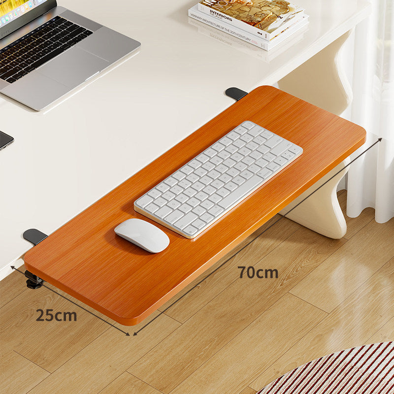 Plateforme coulissante sous bureau en bambou pour clavier et souris avec fixation par pince