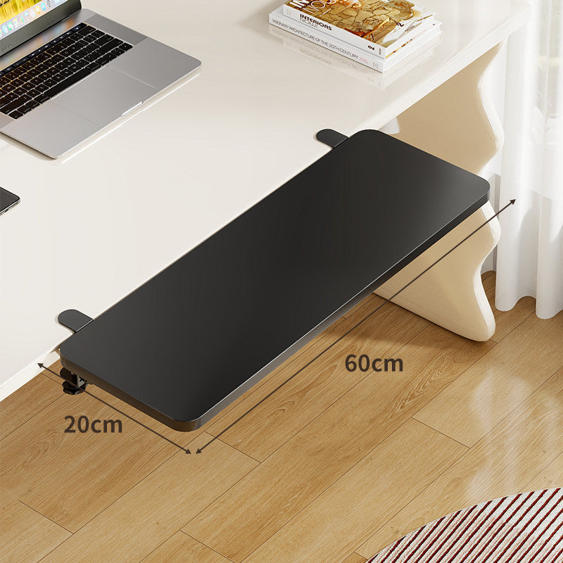 Plateforme coulissante sous bureau en bambou pour clavier et souris avec fixation par pince