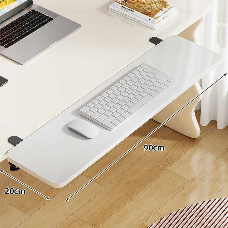 Plateforme coulissante sous bureau en bambou pour clavier et souris avec fixation par pince