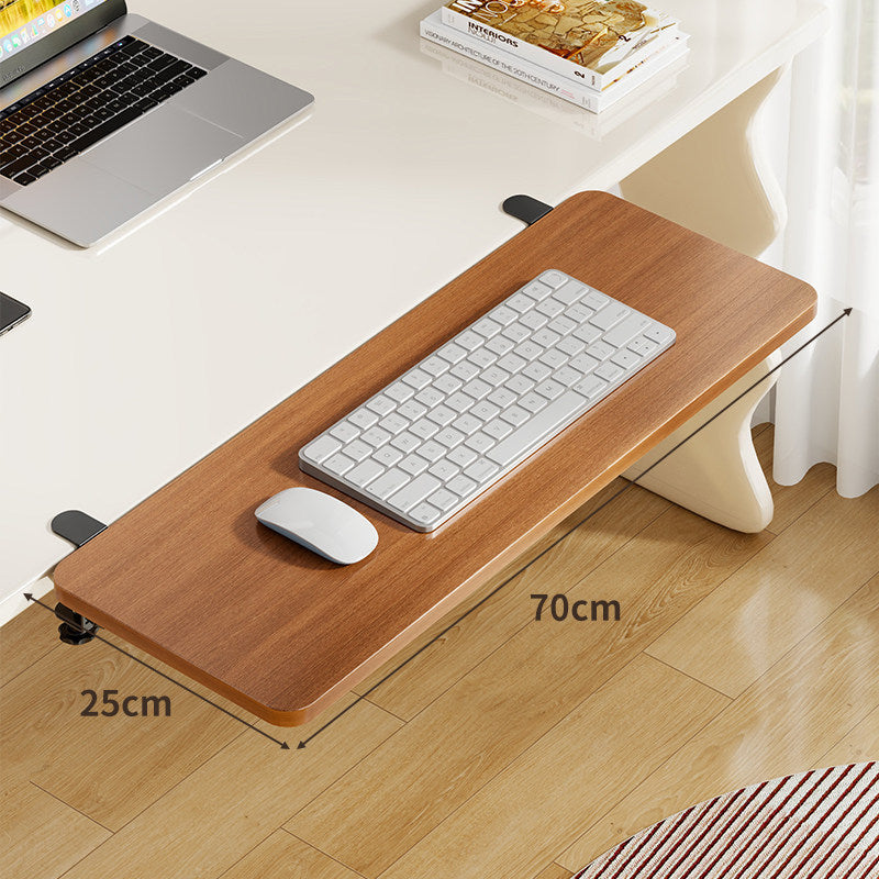 Plateforme coulissante sous bureau en bambou pour clavier et souris avec fixation par pince