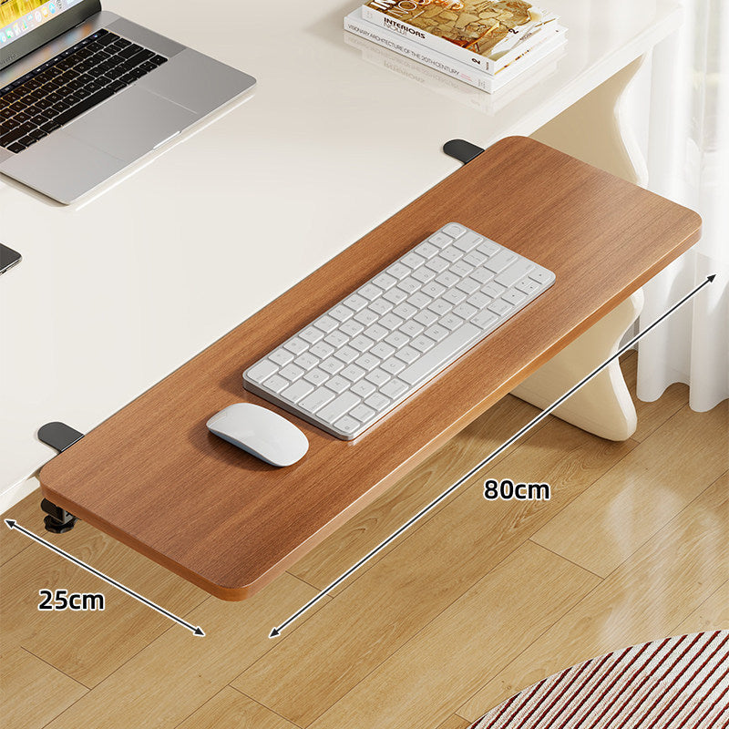 Plateforme coulissante sous bureau en bambou pour clavier et souris avec fixation par pince