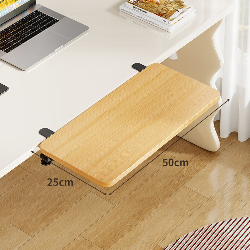 Plateforme coulissante sous bureau en bambou pour clavier et souris avec fixation par pince