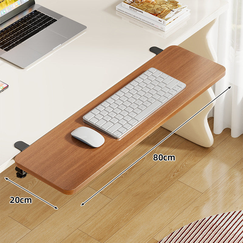 Plateforme coulissante sous bureau en bambou pour clavier et souris avec fixation par pince