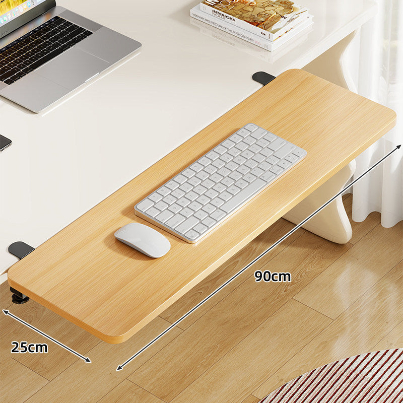 Plateforme coulissante sous bureau en bambou pour clavier et souris avec fixation par pince
