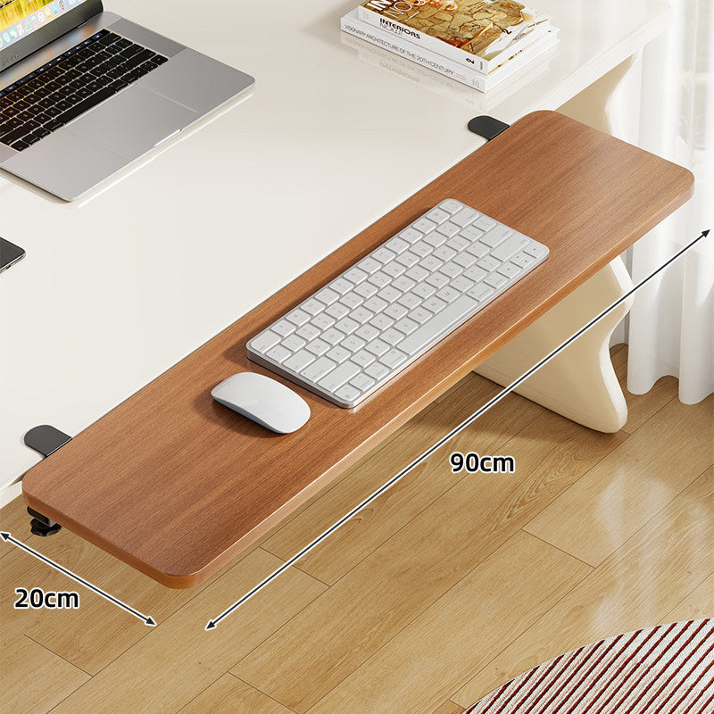 Plateforme coulissante sous bureau en bambou pour clavier et souris avec fixation par pince