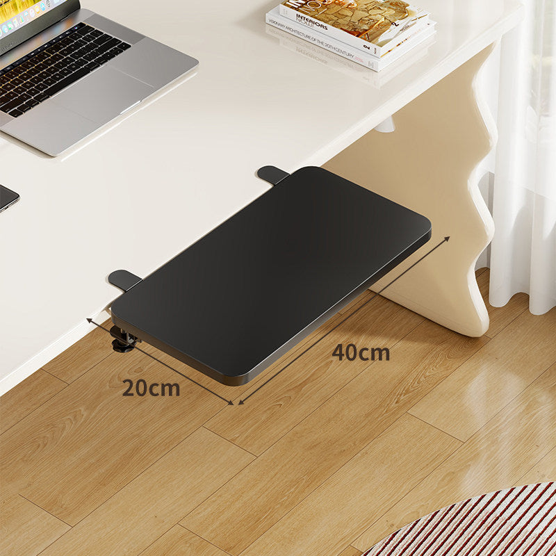 Plateforme coulissante sous bureau en bambou pour clavier et souris avec fixation par pince
