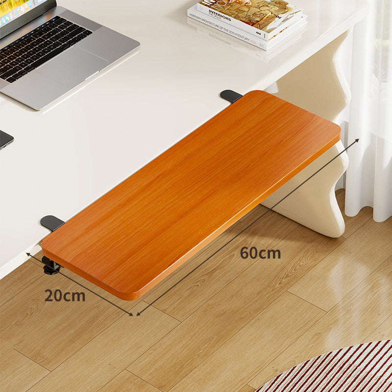 Plateforme coulissante sous bureau en bambou pour clavier et souris avec fixation par pince