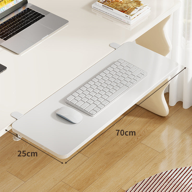 Plateforme coulissante sous bureau en bambou pour clavier et souris avec fixation par pince