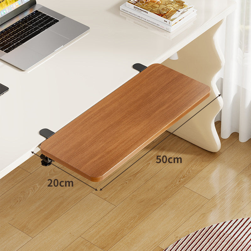 Plateforme coulissante sous bureau en bambou pour clavier et souris avec fixation par pince
