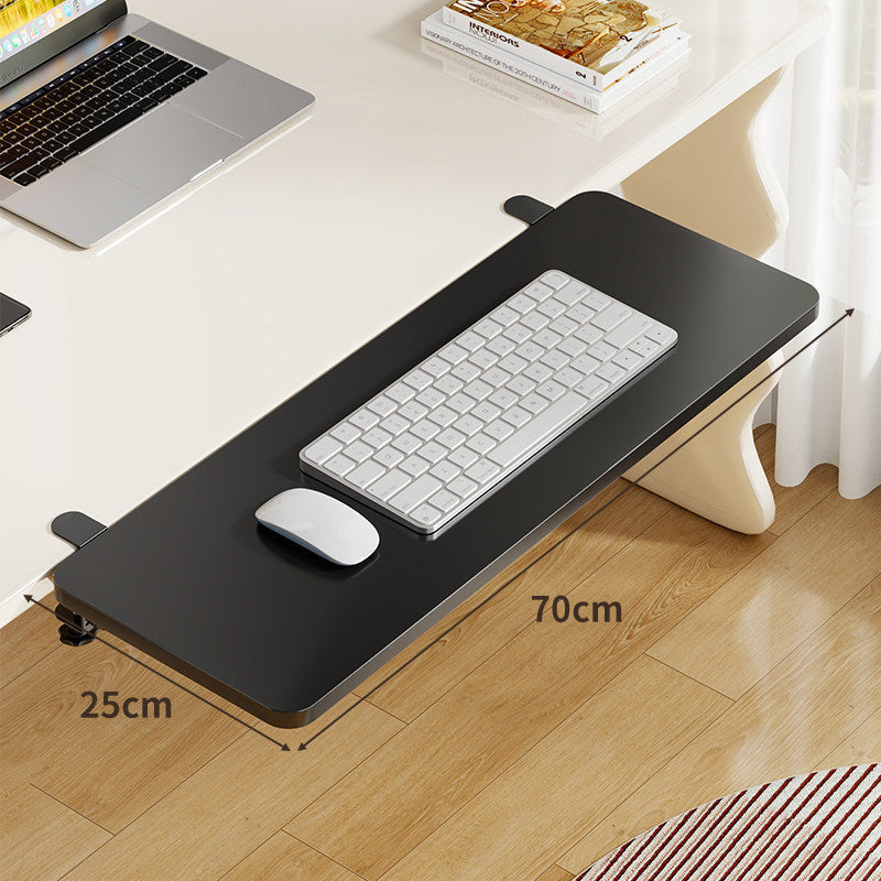 Plateforme coulissante sous bureau en bambou pour clavier et souris avec fixation par pince