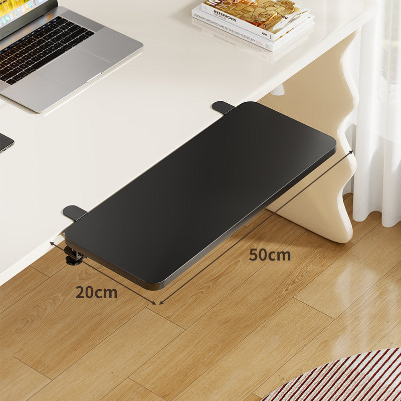 Plateforme coulissante sous bureau en bambou pour clavier et souris avec fixation par pince
