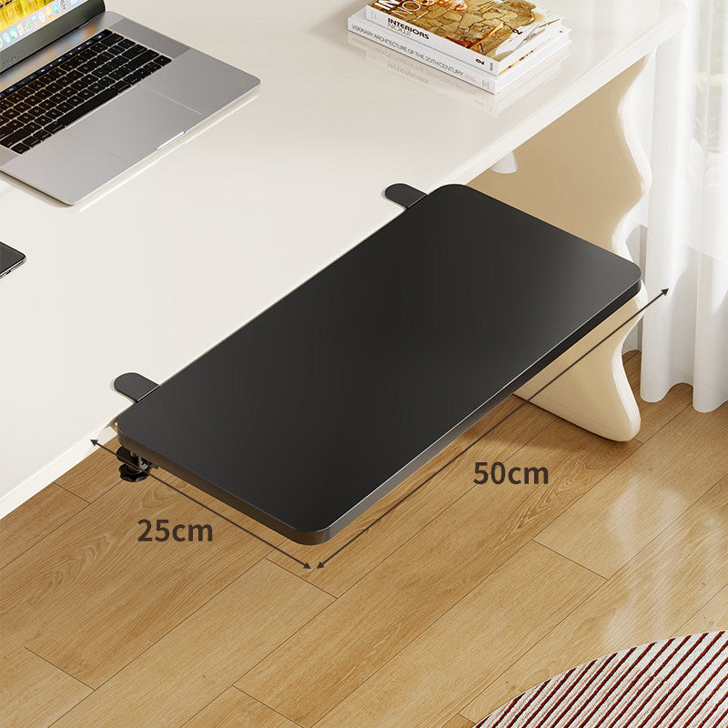 Plateforme coulissante sous bureau en bambou pour clavier et souris avec fixation par pince