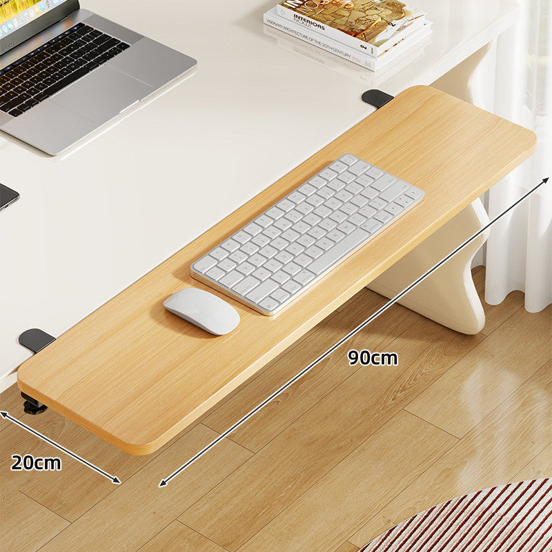 Plateforme coulissante sous bureau en bambou pour clavier et souris avec fixation par pince