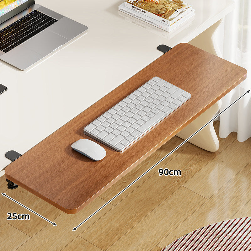 Plateforme coulissante sous bureau en bambou pour clavier et souris avec fixation par pince