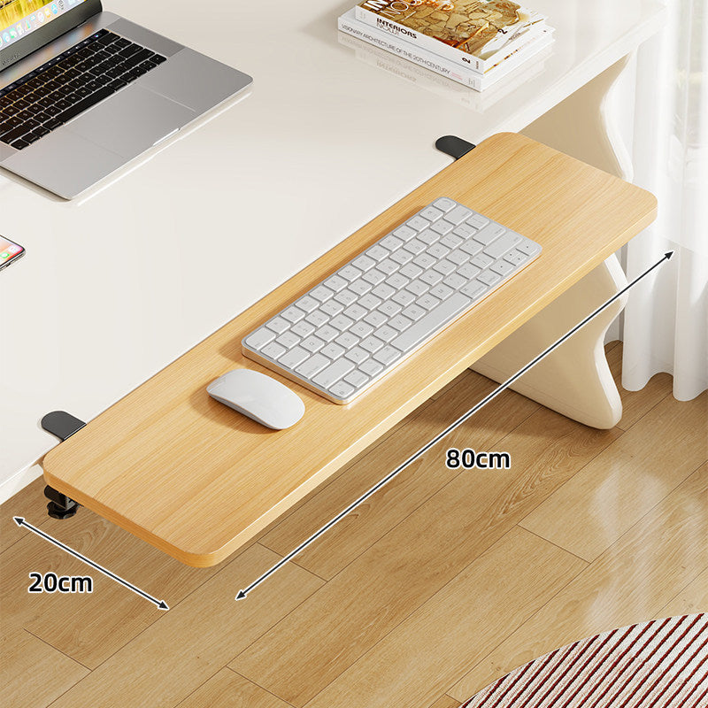 Plateforme coulissante sous bureau en bambou pour clavier et souris avec fixation par pince