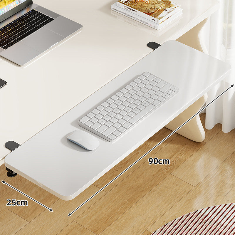 Plateforme coulissante sous bureau en bambou pour clavier et souris avec fixation par pince
