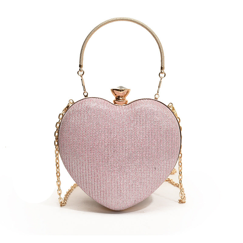 Pochette de soirée glamour en forme de cœur