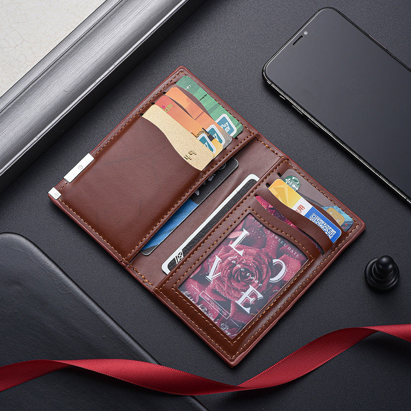 Porte-cartes en cuir véritable avec blocage RFID