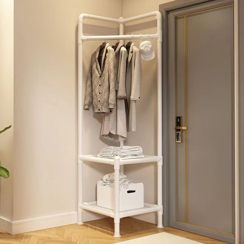 Porte-manteau d'angle sur pied pour entrée avec organiseur et rangement