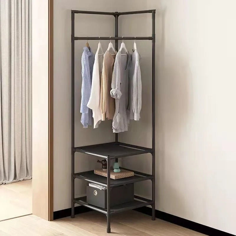 Porte-manteau d'angle sur pied pour entrée avec organiseur et rangement