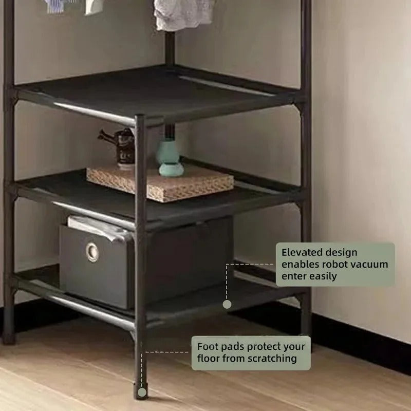 Porte-manteau d'angle sur pied pour entrée avec organiseur et rangement
