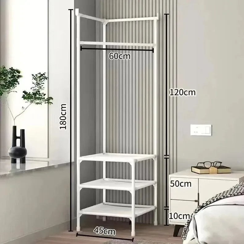 Porte-manteau d'angle sur pied pour entrée avec organiseur et rangement
