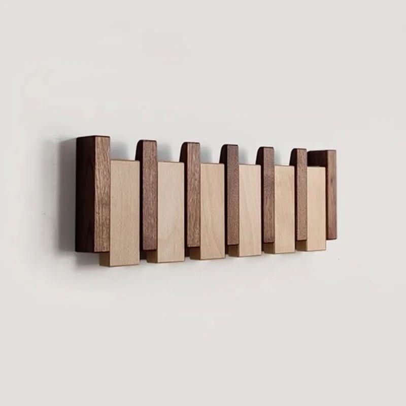 Porte-manteau mural en bois de noyer et hêtre avec crochets rabattables style piano, 4, 6 ou 8 crochets, 32 à 55 cm, fai