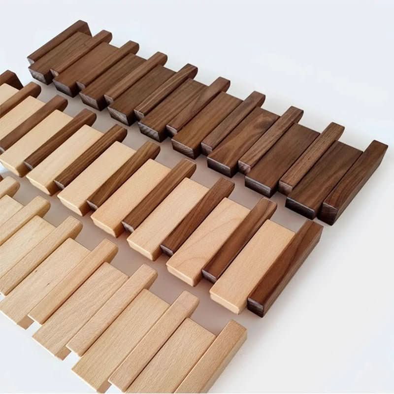 Porte-manteau mural en bois de noyer et hêtre avec crochets rabattables style piano, 4, 6 ou 8 crochets, 32 à 55 cm, fai