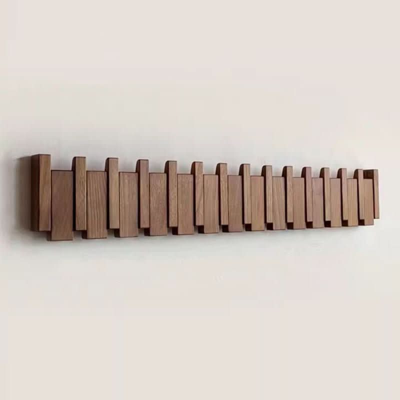Porte-manteau mural en bois de noyer et hêtre avec crochets rabattables style piano, 4, 6 ou 8 crochets, 32 à 55 cm, fai