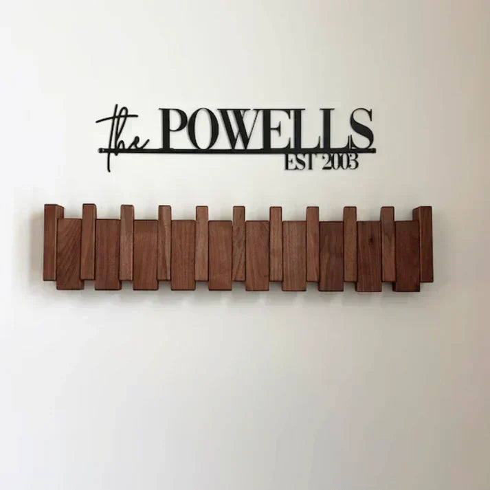 Porte-manteau piano, patères murales en bois en forme de touches de piano, crochets rabattables, noyer ou hêtre, 4, 6 ou