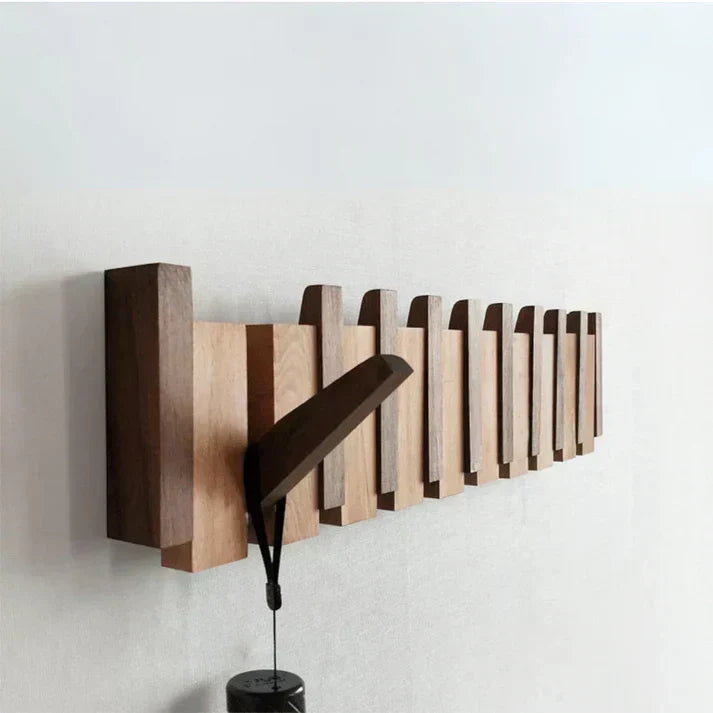 Porte-manteau piano, patères murales en bois en forme de touches de piano, crochets rabattables, noyer ou hêtre, 4, 6 ou