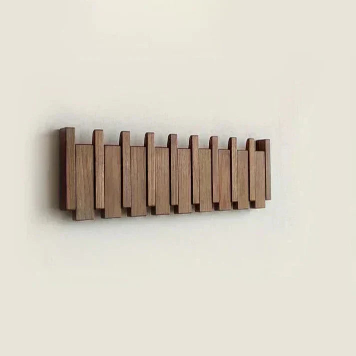 Porte-manteau piano, patères murales en bois en forme de touches de piano, crochets rabattables, noyer ou hêtre, 4, 6 ou