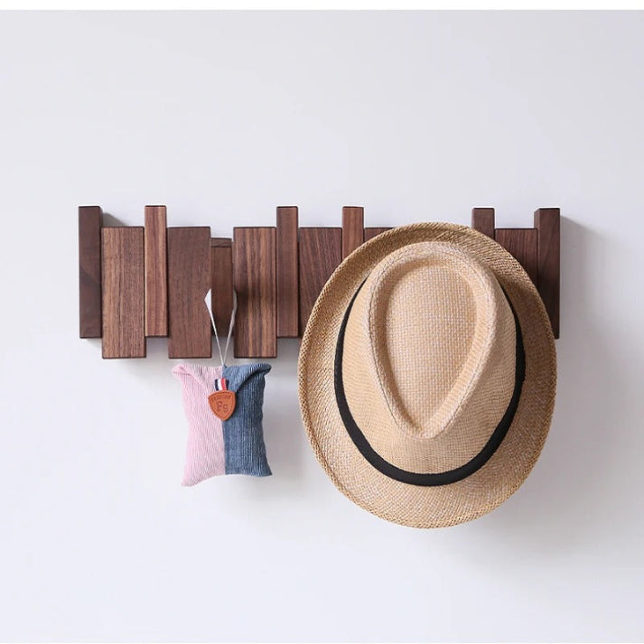 Porte-manteau piano, patères murales en bois en forme de touches de piano, crochets rabattables, noyer ou hêtre, 4, 6 ou