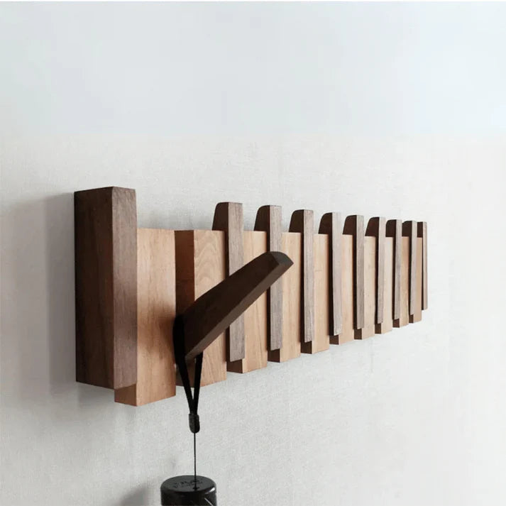 Porte-manteau piano, patères murales en bois en forme de touches de piano, crochets rabattables, noyer ou hêtre, 4, 6 ou
