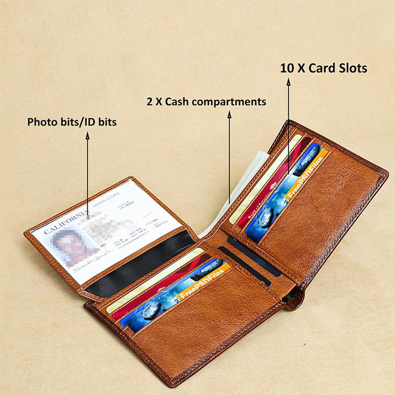 Portefeuille en cuir classique à trois volets