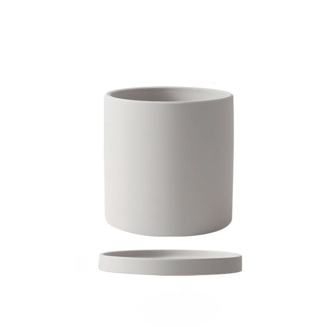 Pot pour plantes en céramique émaillée mate avec trou de drainage et soucoupe