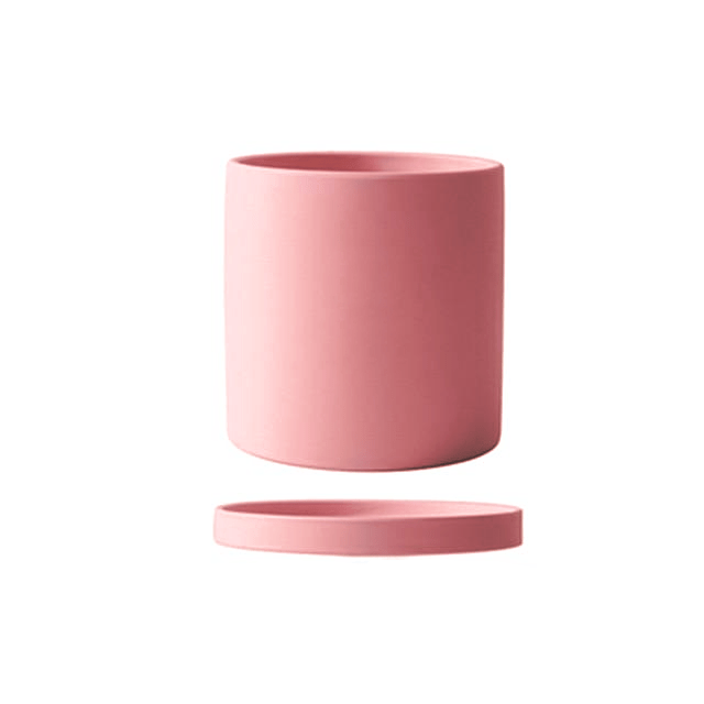 Pot pour plantes en céramique émaillée mate avec trou de drainage et soucoupe
