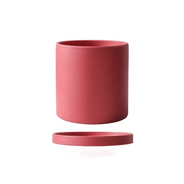 Pot pour plantes en céramique émaillée mate avec trou de drainage et soucoupe