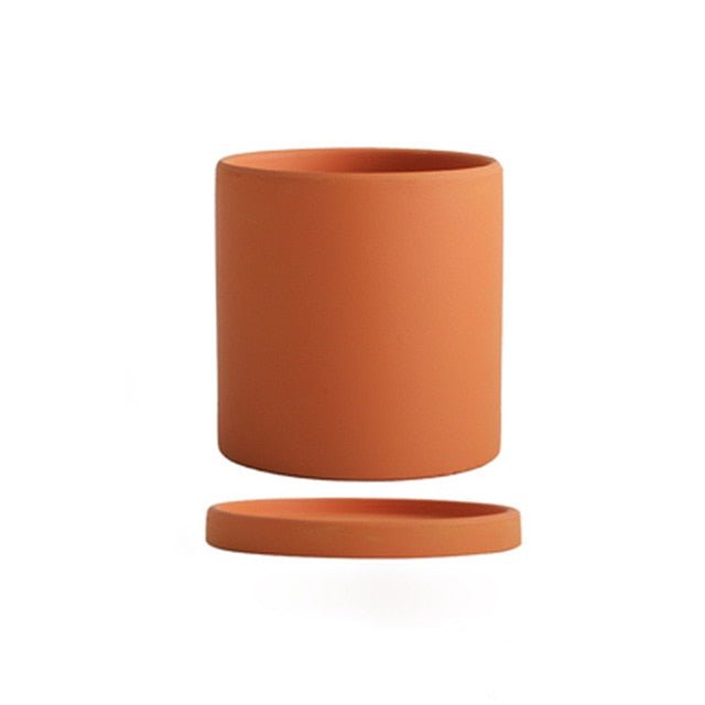 Pot pour plantes en céramique émaillée mate avec trou de drainage et soucoupe