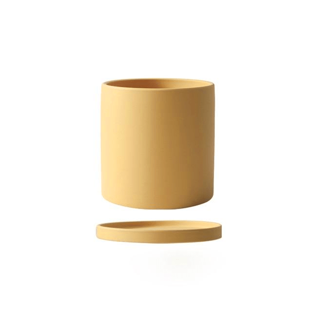 Pot pour plantes en céramique émaillée mate avec trou de drainage et soucoupe