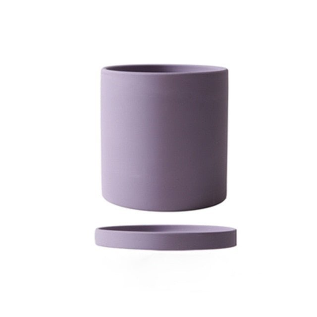 Pot pour plantes en céramique émaillée mate avec trou de drainage et soucoupe