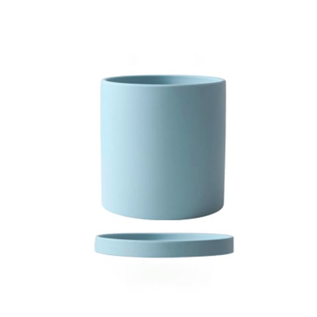 Pot pour plantes en céramique émaillée mate avec trou de drainage et soucoupe