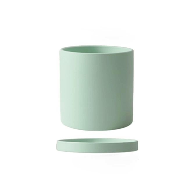 Pot pour plantes en céramique émaillée mate avec trou de drainage et soucoupe