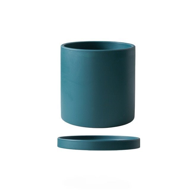 Pot pour plantes en céramique émaillée mate avec trou de drainage et soucoupe