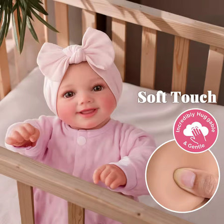 Poupée Reborn de 43 cm – Vinyle souple réaliste, articulée, nouveau-né souriant avec accessoires