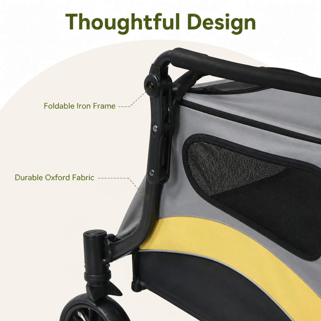 Poussette de transport pliable 4 roues avec maille respirante