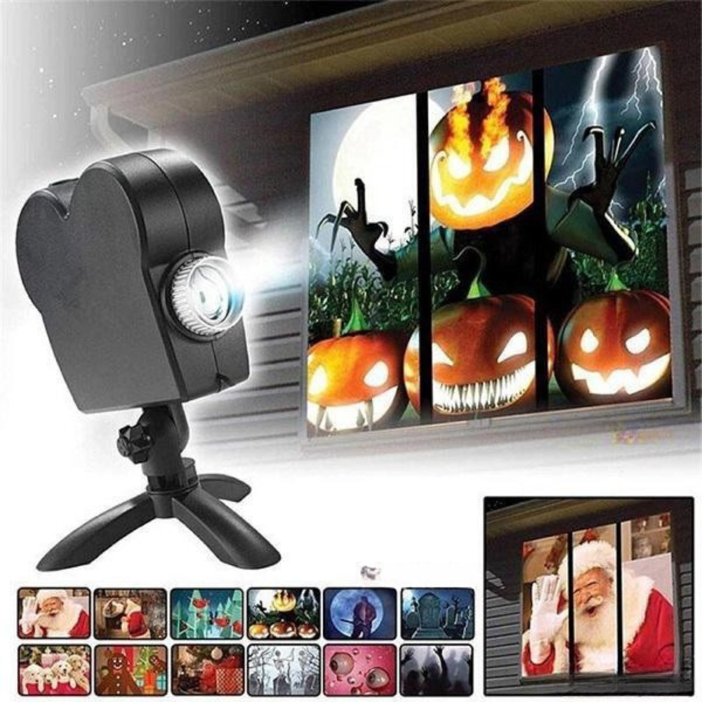 Projecteur Halloween | Fenêtres et intérieur | 12 films inclus | Installation facile
