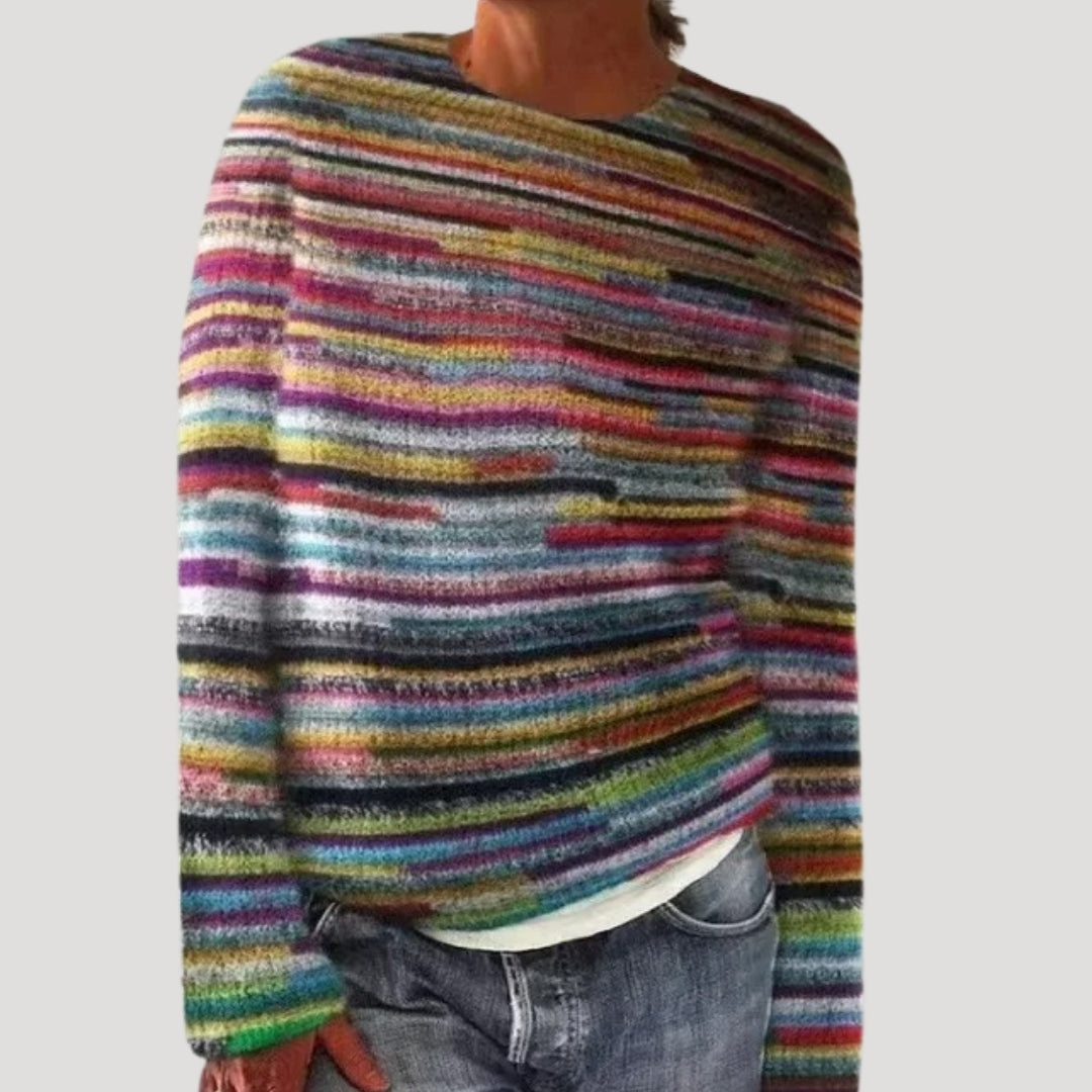 Pull col rond à empiècement coloré pour femme